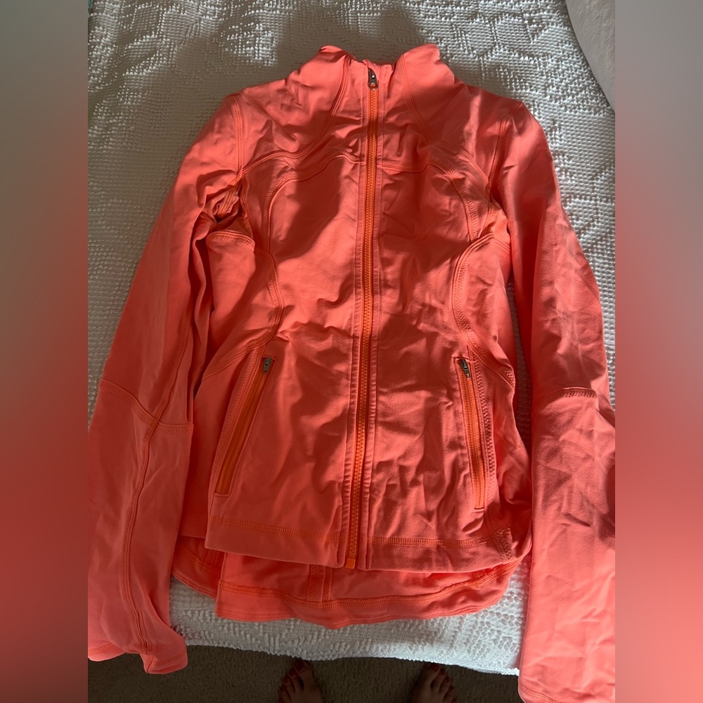 Lululemon Bright Coral Work Out Zip-Up Jacket